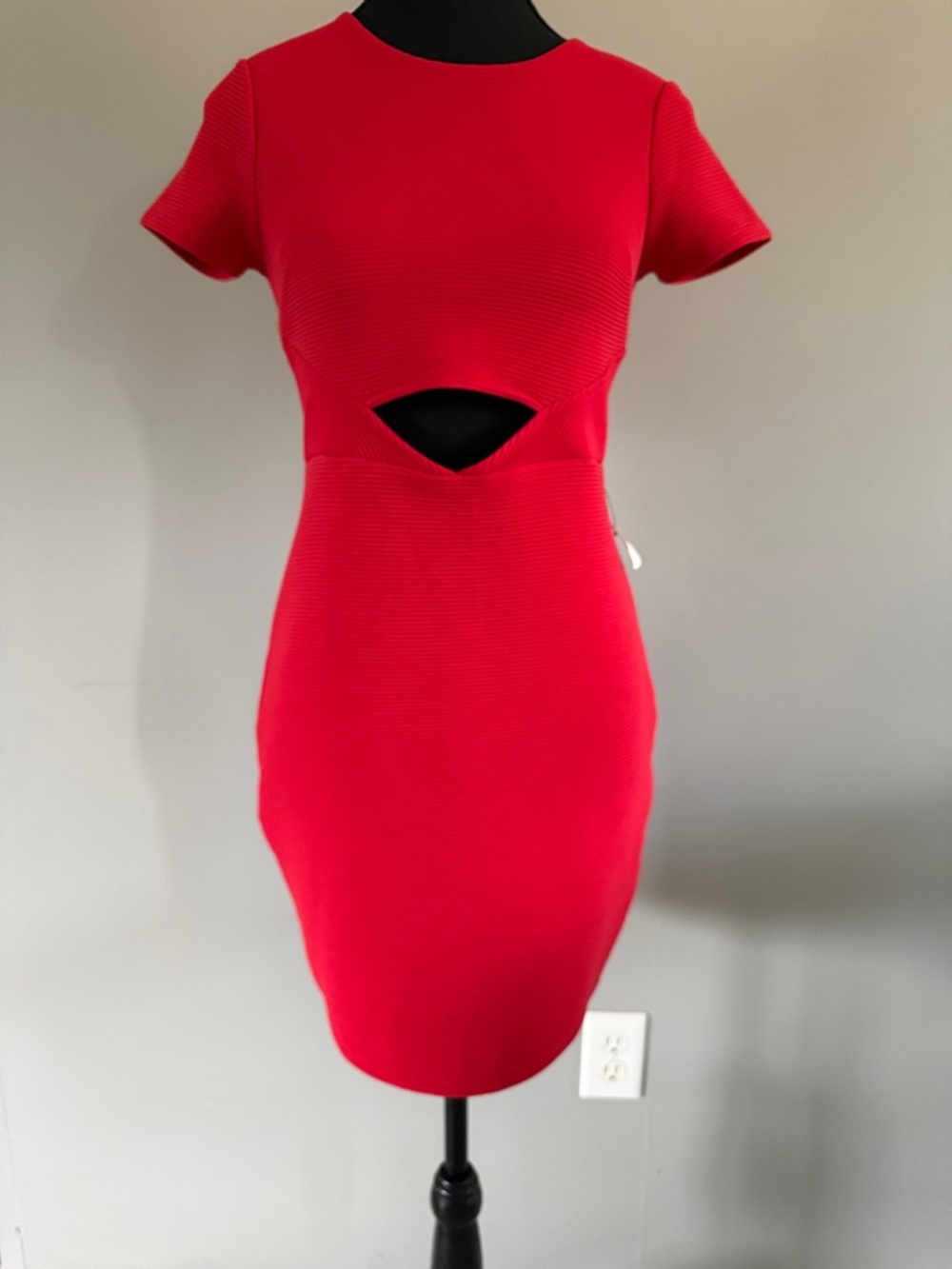 Express Red Mini Bodycon Dress with Front Cutout